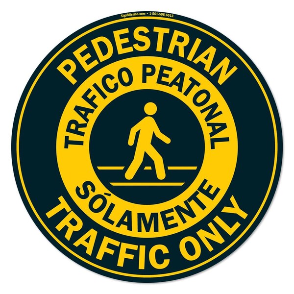 Pedestrian Traffic English Span 16in Non-Slip Floor Marker, 12PK, 16 in L, 16 in H, C-16-12PK-99906